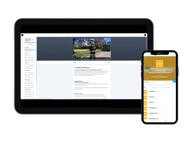 Het online programma Slank, Sterk en Stralend op een tablet en een telefoon.